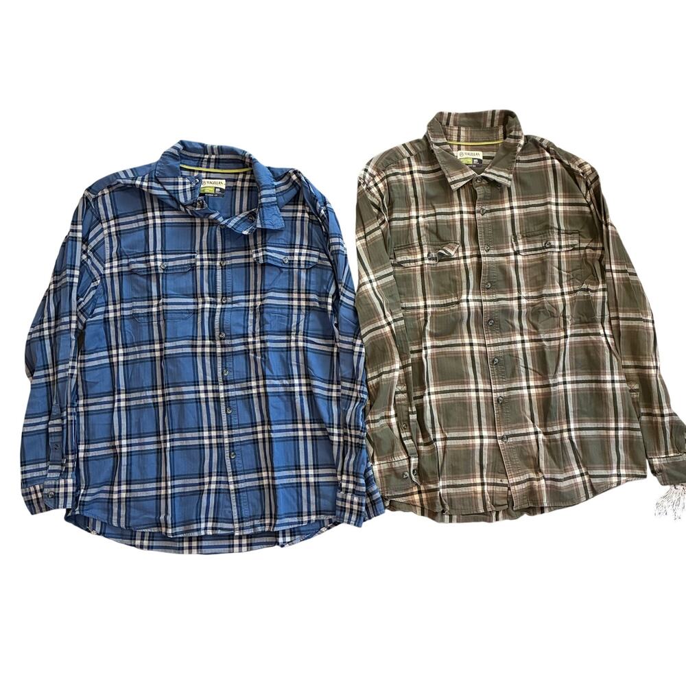 Magellan Outdoors blue green plaid flannel long sleeve 2XL shirt bundle